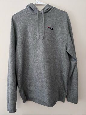 Fila Gray Heather Pullover Hoodie with Embroidered Logo